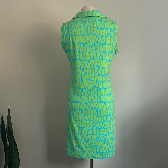 Barbara Gerwit Nylon Graphic Spandex Collar Shirt Dress sz Medium New - Picture 4 of 5